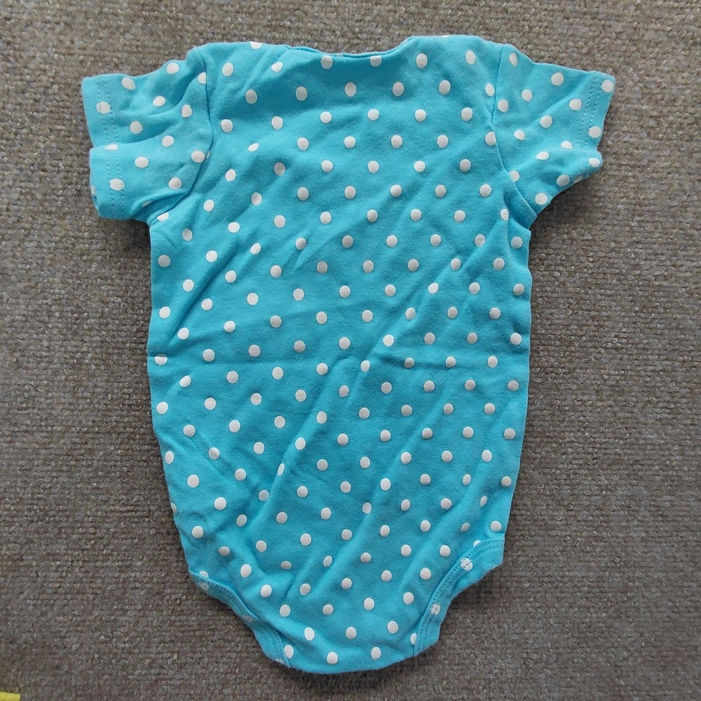 Carters, Small Wonders Baby‎ Girls 4 Bodysuits Polka Dot Yellow Blue Spring Set - Picture 4 of 11